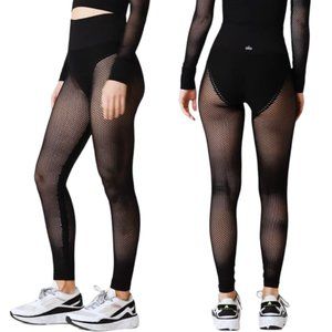 Alo Seamless High-waist 7/8 Limitless Open Air Leggings Black Womens Small